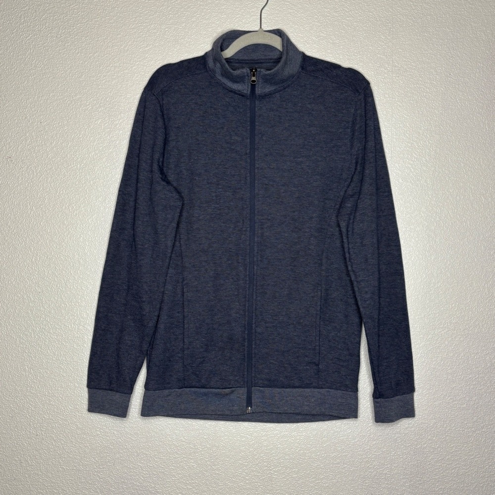Structure Full Zip Jacket Mens S Blue Slim Fit Mock Neck Heathered